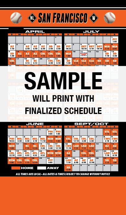 ReaMark Products: San Francisco <br>Full Magnet Baseball Schedule
